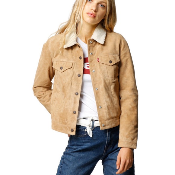 suede sherpa trucker jacket